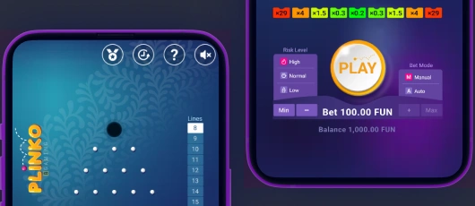 Plinko jeu sur écran mobile
